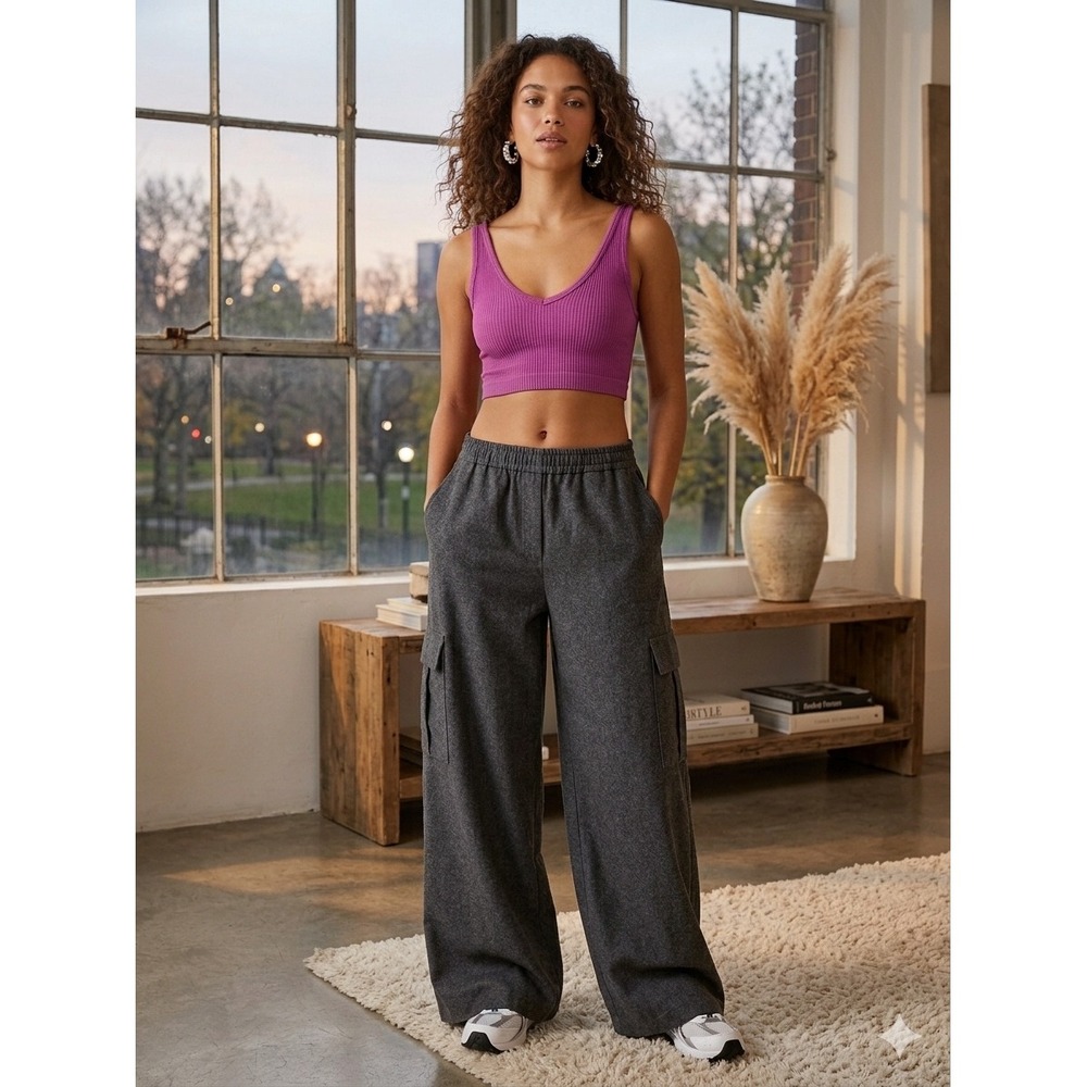 Out From Under Urban Outfitters Drew Purple Seamless Ribbed Crop‎ Tank Top Small